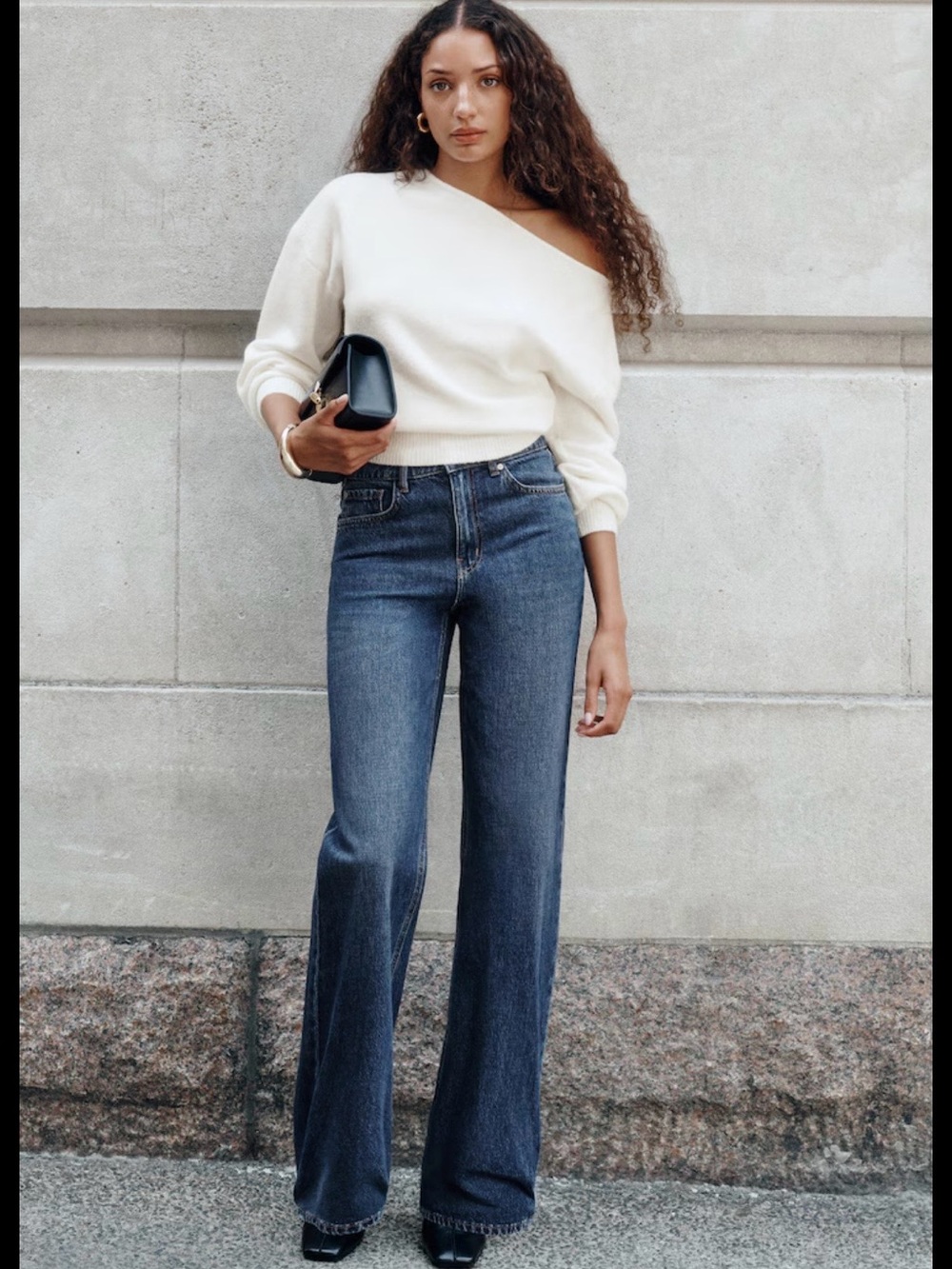 High-Rise Wide-Leg Jeans in Dark Blue Dynamite Heidi